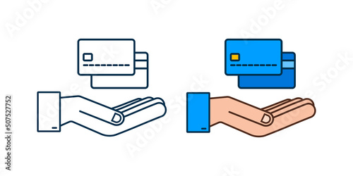 Wallpaper Mural Blue simple credit card with hands template on white background. Vector Illustration. Torontodigital.ca