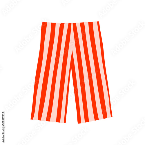 Red striped briefs for men and women. Male female underwear. Classic shorts. Clothing, fashion and beauty. Flat vector illustration isolated on white background