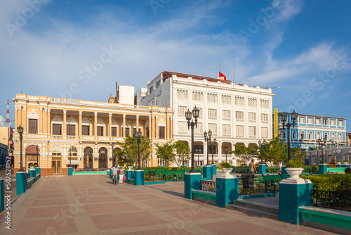 View of Cespedes Park and the buildings on the east side of the square, Santiago de Cuba, Cuba photo