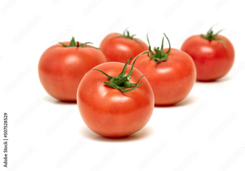Red tomato on a white background. For grocery stores. Red tomato on a white background. For grocery stores.
