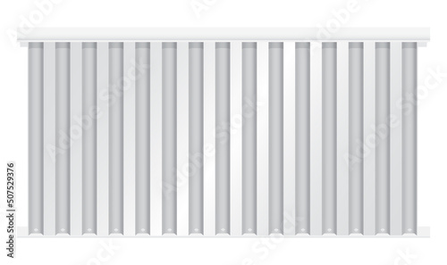 Corrugated metal storm shutters isolated on white
