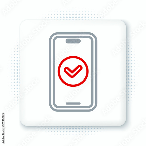 Line Smartphone, mobile phone icon isolated on white background. Colorful outline concept. Vector