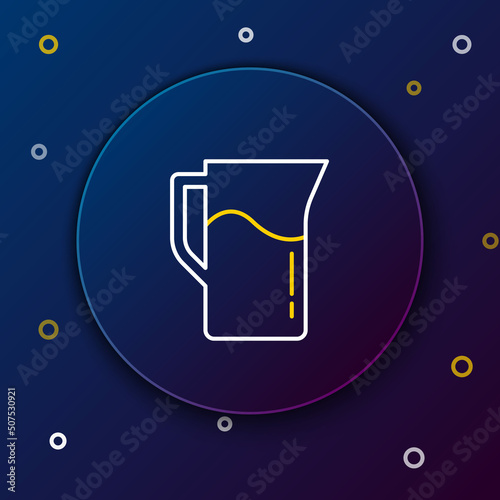 Line Milk jug or pitcher icon isolated on blue background. Colorful outline concept. Vector