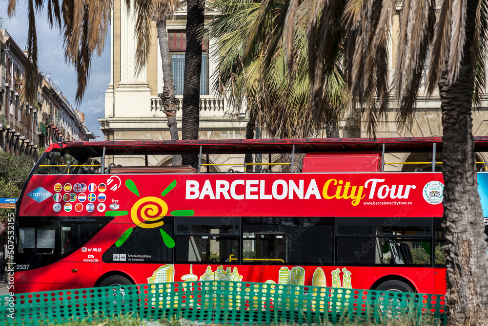 Barcelona City tour bus, Barcelona Spain Stock Photo Adobe Stock