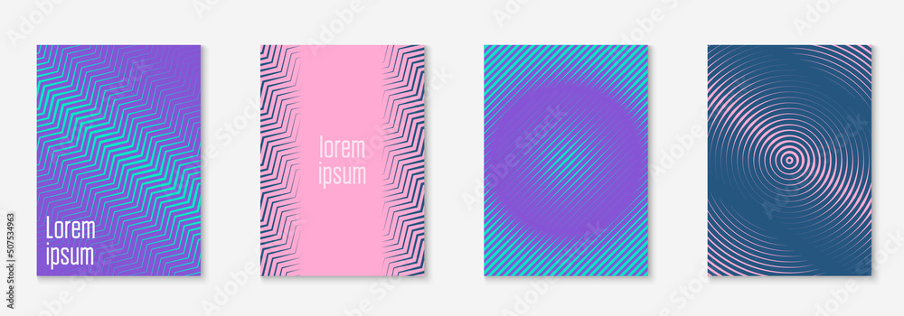 Gradient cover template with line geometric elements and shapes.