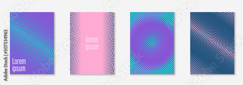 Gradient cover template with line geometric elements and shapes.