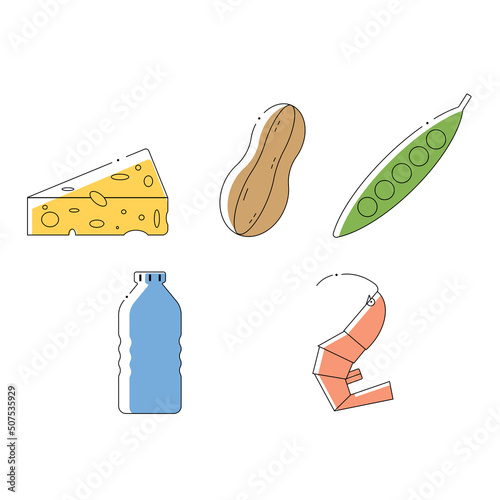 Healthy food outline icons. Healthy diet vector illustration set on a white background