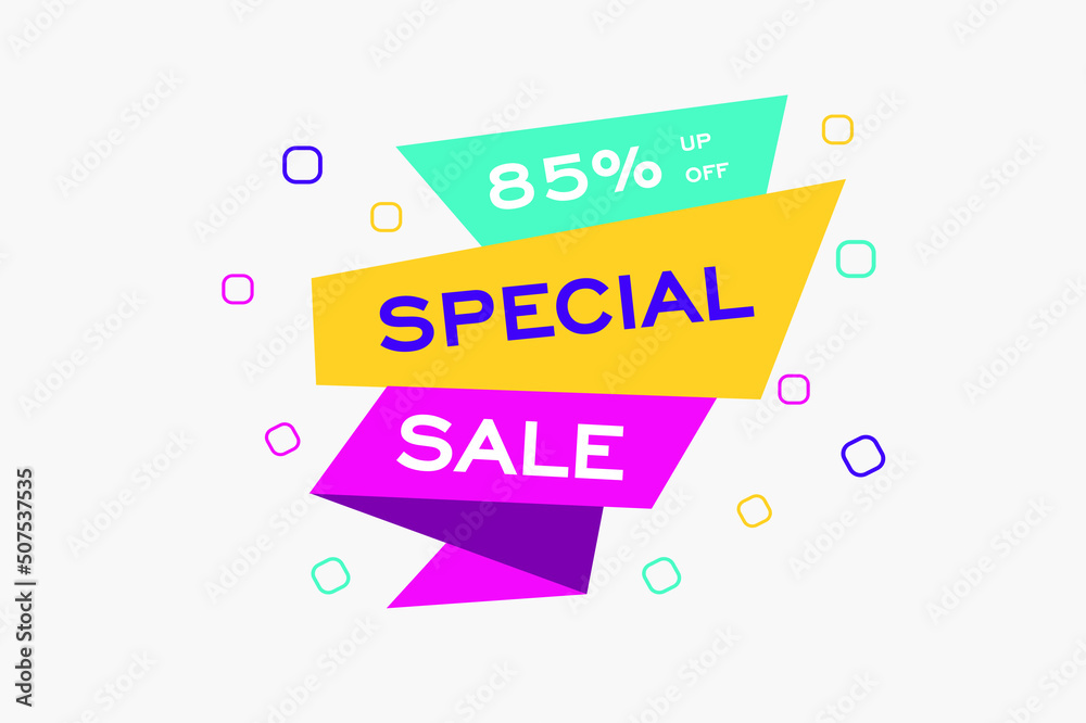 Discounts up to 85%. Special sale, end of season special offer banner. sale banner template design background. Concept design banner typography vector illustration. Discounts up to 85%. Special sale, end of season special offer banner. sale banner template design background. Concept design banner typography vector illustration.