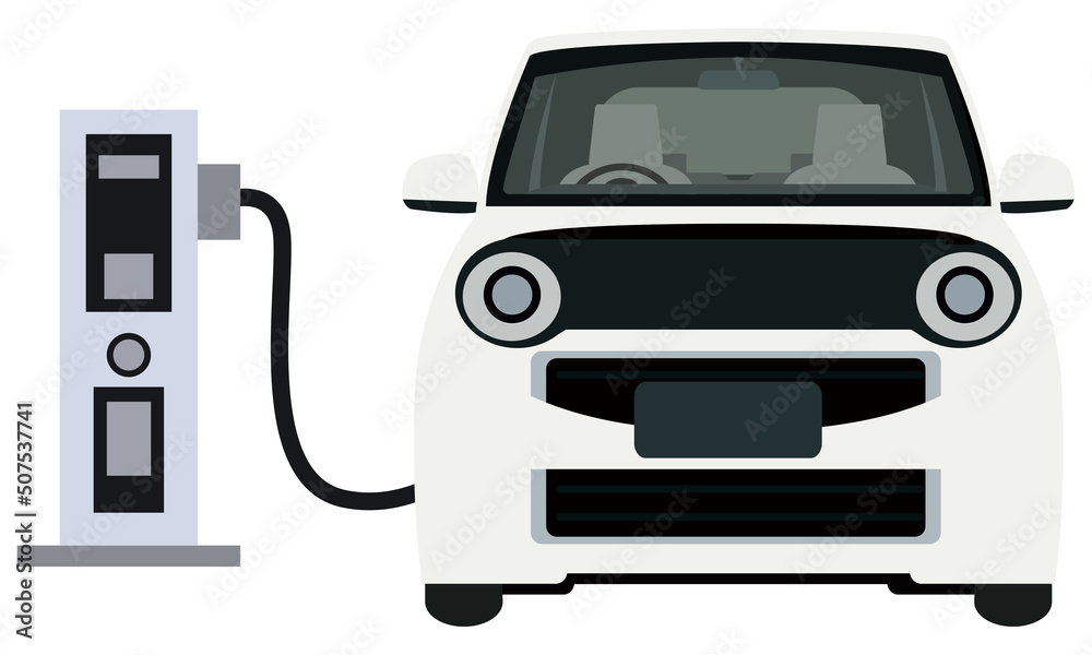 電気自動車のイラスト素材 補給 エコカー ベクター 電気自動車のイラスト素材 補給 エコカー ベクター