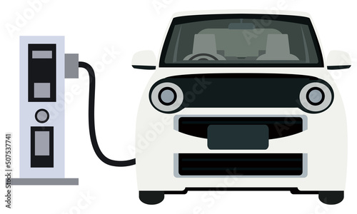 電気自動車のイラスト素材　補給　エコカー　ベクター