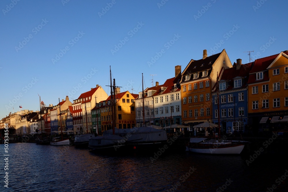 canal with colorful houses in Copenhagen Denmark