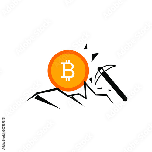 cryptocurrency mining icon. electronic coin mining symbol design. bitcoin sign