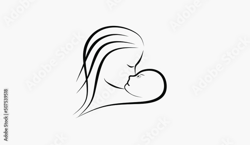 Mother and baby vector symbol