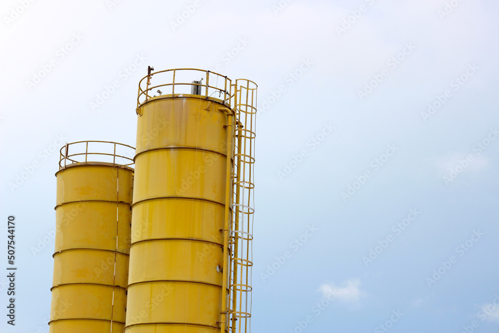 Yellow cement or concrete mixing plant Yellow cement or concrete mixing plant
