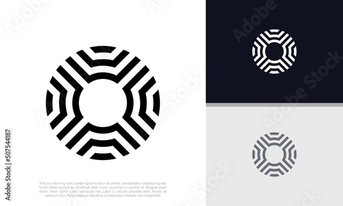 Innovative high tech logo template. Template label for blockchain technology. Technology Logo.