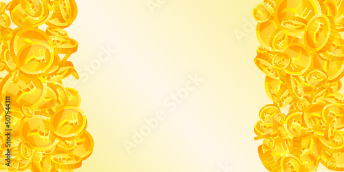 Indian rupee coins falling. Favorable scattered INR coins. India money. Wonderful jackpot, wealth or success concept. Vector illustration.