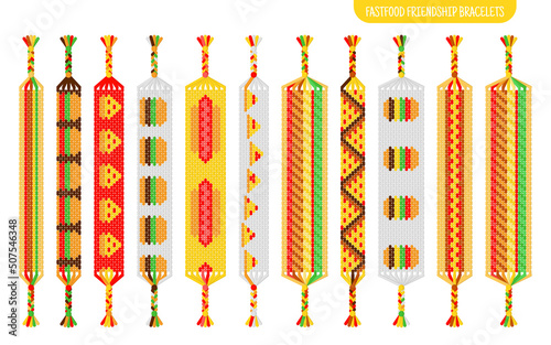 Fastfood handmade friendship bracelets set of threads or beads. Macrame normal pattern tutorial.