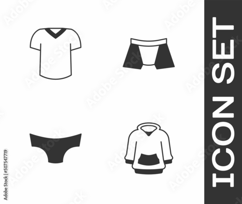 Set Hoodie  T-shirt  Men underpants and icon. Vector