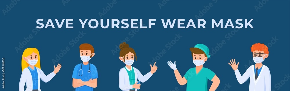People in gowns isolated on a blue background. Concept of protection against viruses. People in gowns isolated on a blue background. Concept of protection against viruses.