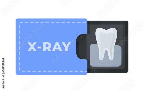 Vector illustration of x-ray teeth. Isolated on a white background x-ray tooth in x-ray cardboard. 