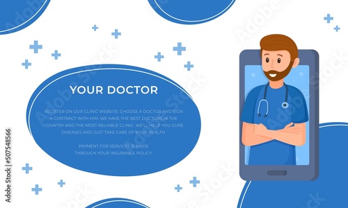 Vector illustration of your doctor's concept. Family Doctor Questionnaire. 
