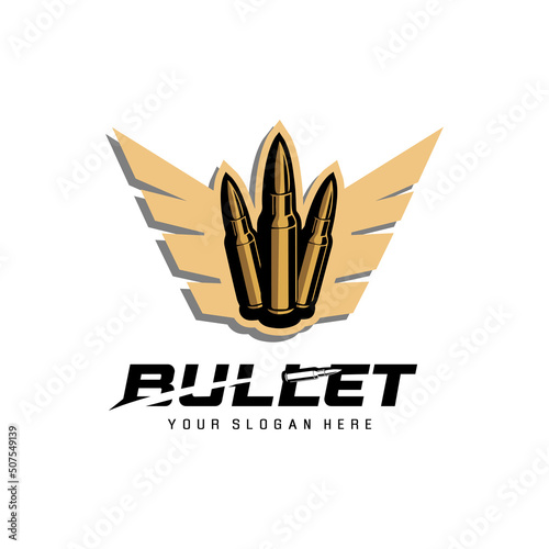Bullet logo design illustration with wing shield
