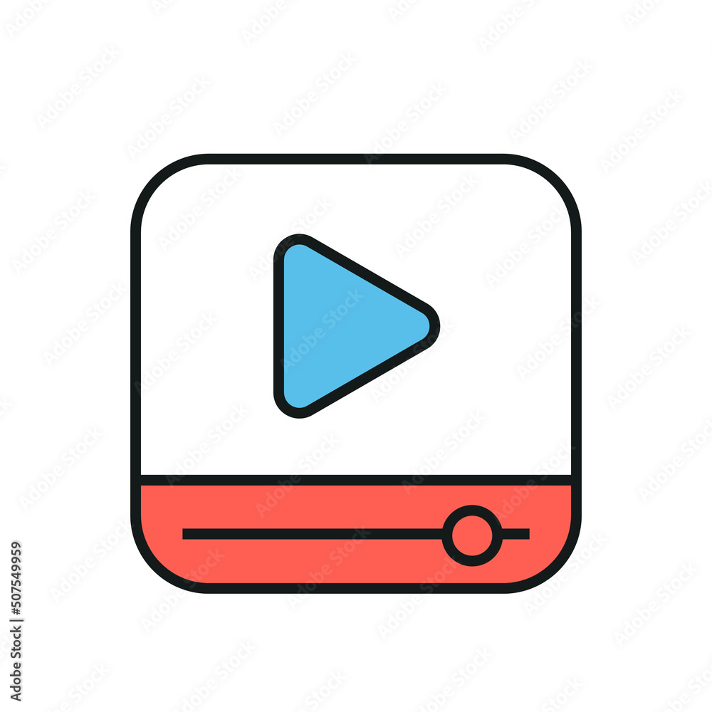 Video player thin line icon. Color Video player thin line icon. Color