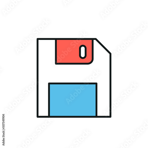 Floppy disk thin line icon. Color