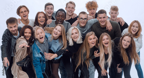 Fotografie portrait of cheerful diverse young people . isolated on white