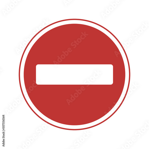 Red white round stop or do not enter traffic sign, circle red warning template design