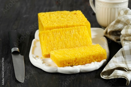 Bika Ambon, Yellow Honeycomb Cake Popular from Medan, Indonesia. photo