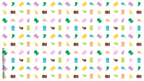 かわいい色の勾玉のイラスト背景素材　　横長 16：9