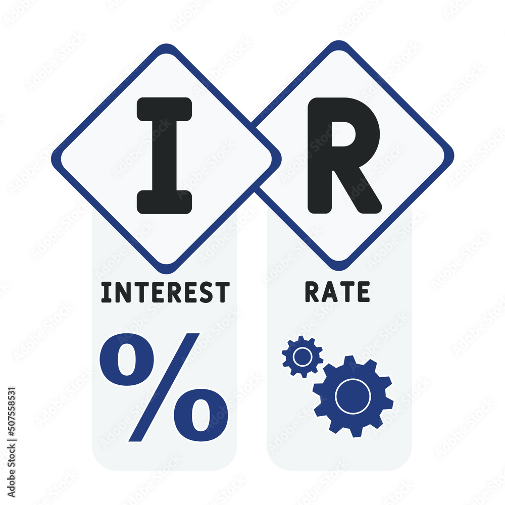 IR - Interest Rate acronym. business concept background. vector illustration concept with keywords and icons. lettering illustration with icons for web banner, flyer, landing pag IR - Interest Rate acronym. business concept background. vector illustration concept with keywords and icons. lettering illustration with icons for web banner, flyer, landing pag