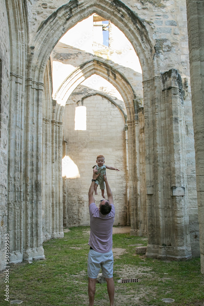 Father Son France Europe Under Roman Ruins