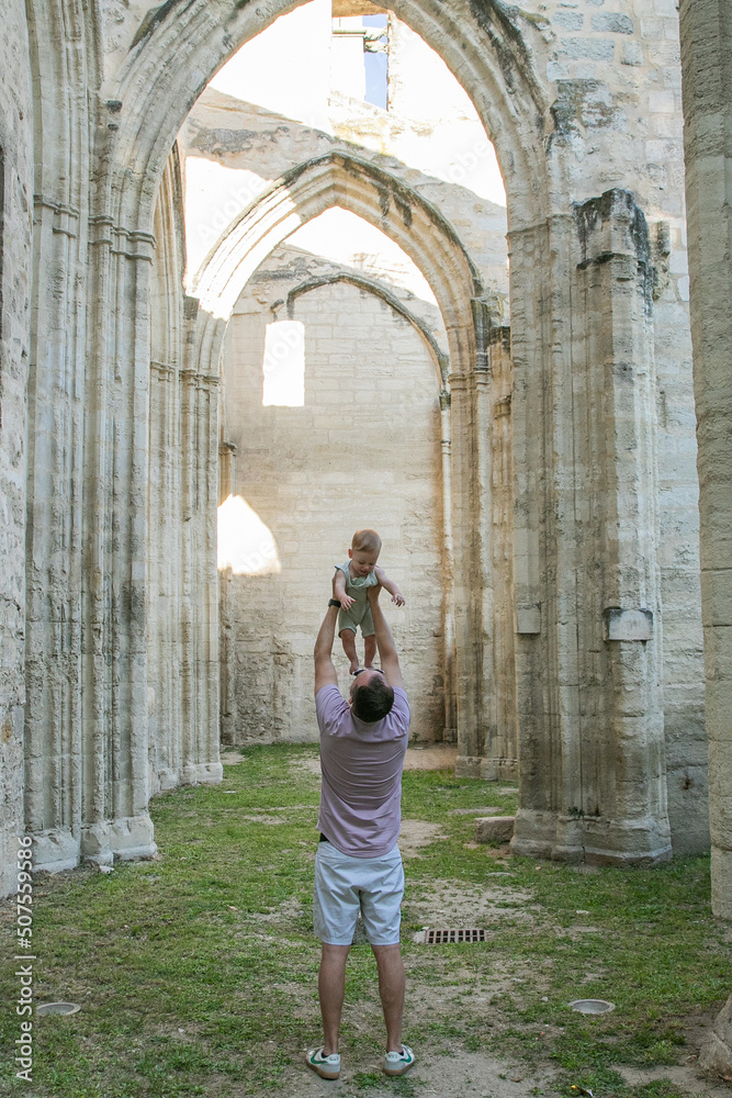 Father Son France Europe Under Roman Ruins