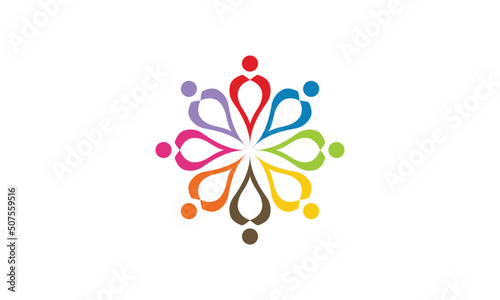 Teamwork Logo  People logo. Colorful People Flower Logo Human social community partnership concept logo. Community  network and social icon design template