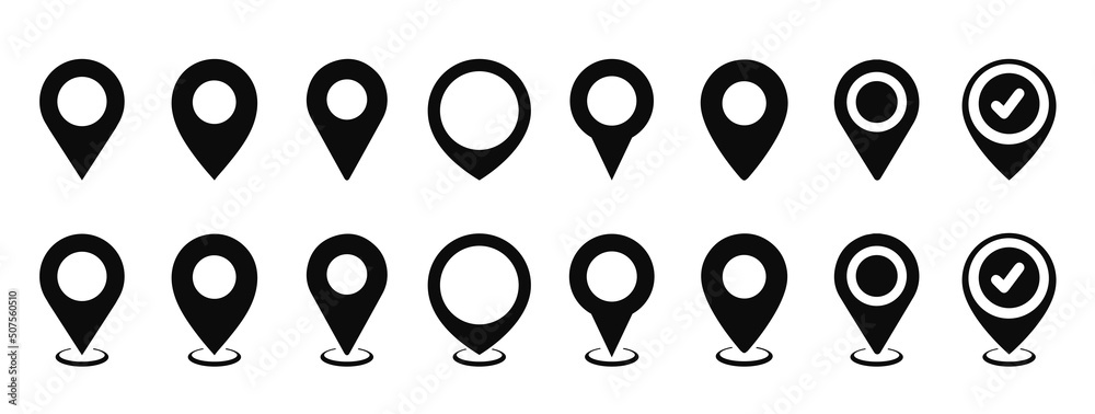 Map pin icon. location pin place marker. Location icon. Map marker pointer icon set. GPS location symbol collection. Modern map markers. Vector icon isolated on transparent background.	Stock Vector.
 - obrazy, fototapety, plakaty 