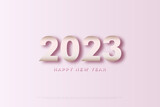 happy new year 2023 on pink background.