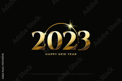 happy new year 2023 with beautiful golden arch.