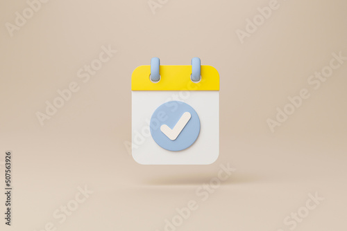 Calendar deadline or event reminder notification icon notice. 3d rendering illustration