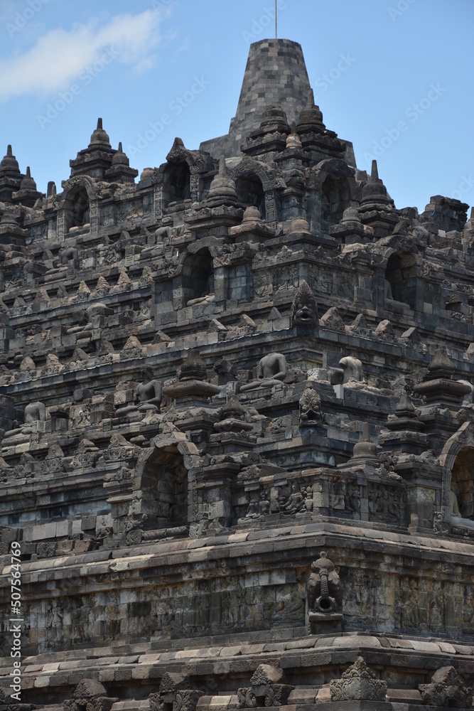 The ancient ruins of the temple of Borobudur