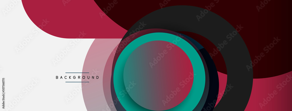 Creative geometric wallpaper. Minimal abstract background. Circles composition vector illustration for wallpaper banner background or landing page Creative geometric wallpaper. Minimal abstract background. Circles composition vector illustration for wallpaper banner background or landing page