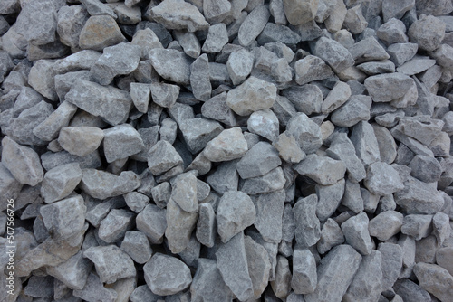 Construction Material. Crushed stone. Crushed rock background.