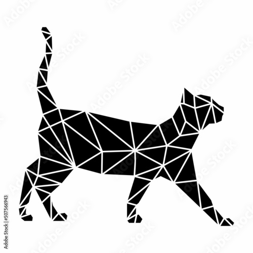 Vector illustration abstract silhouette polygonal geometric cat