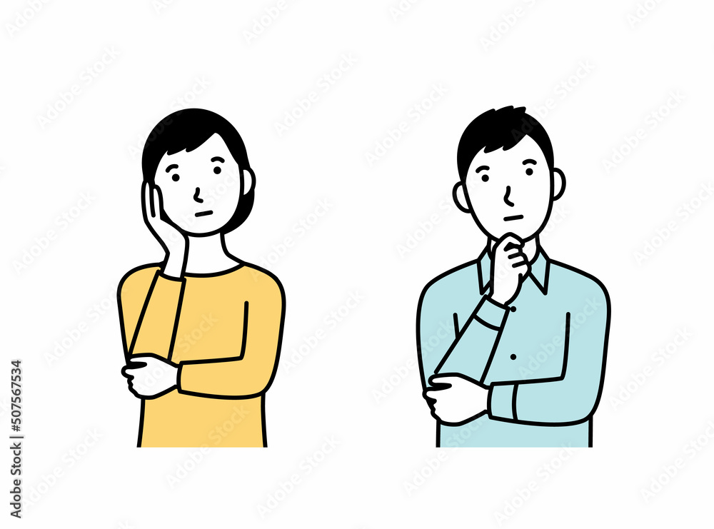考える男女 考える男女