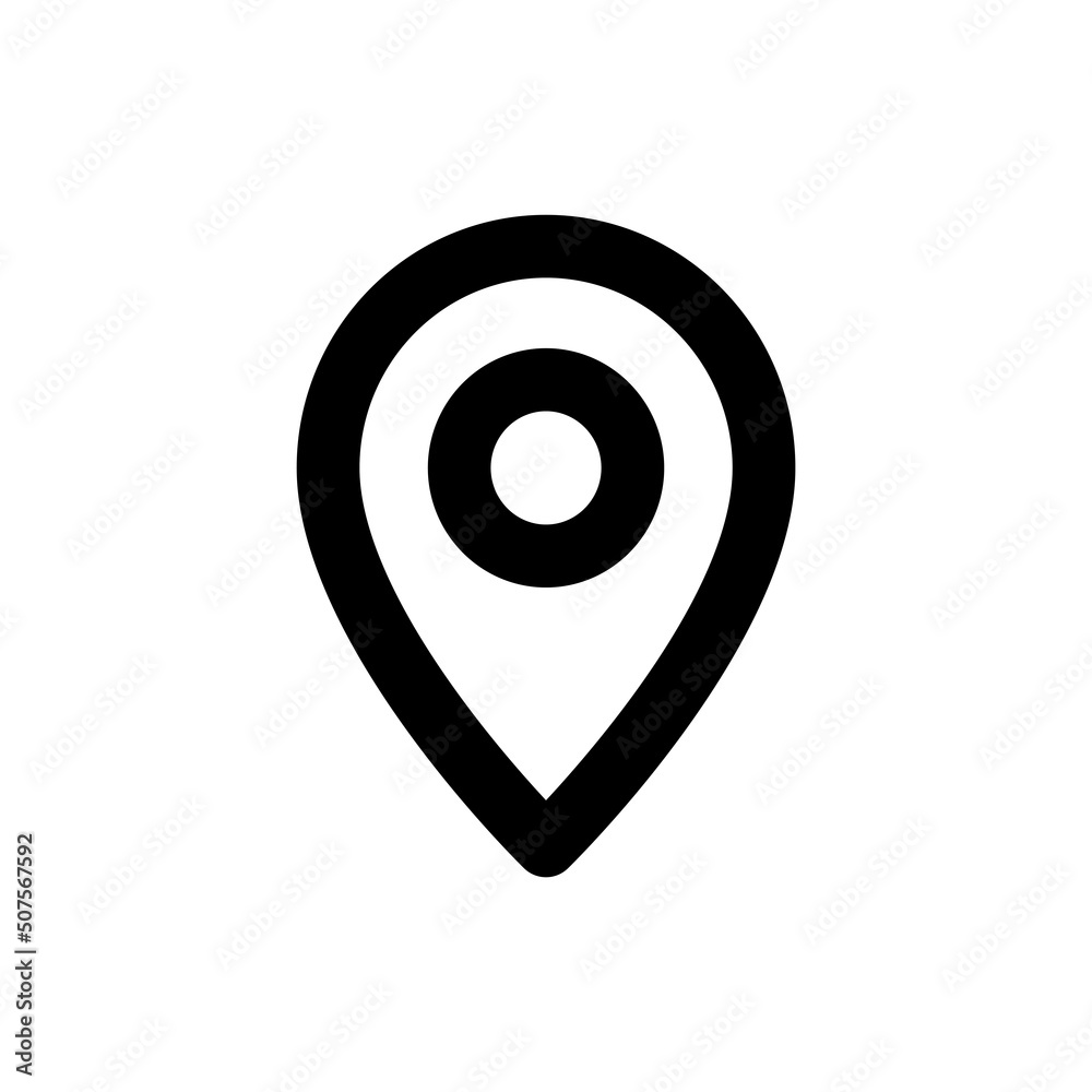 Simple location icon, Vector line icon on white background. Simple location icon, Vector line icon on white background.
