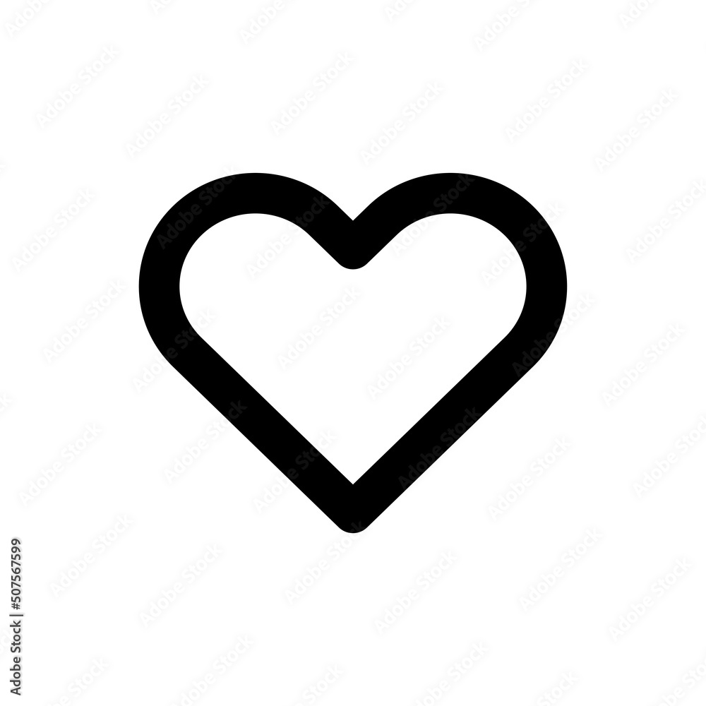 Simple heart icon, Vector line icon on white background. Simple heart icon, Vector line icon on white background.