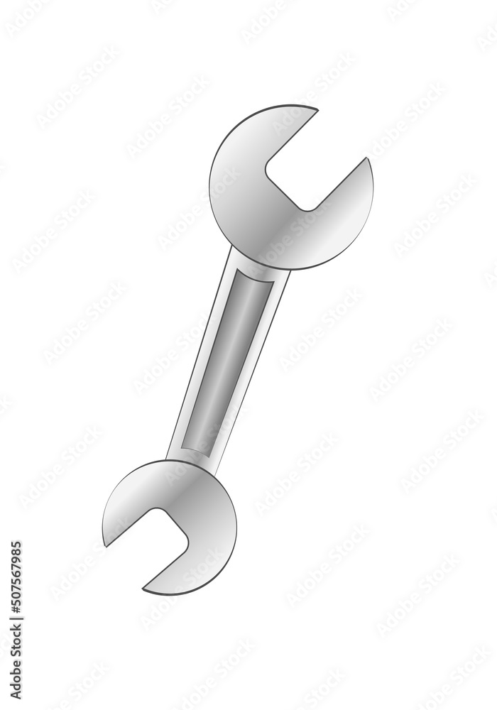 Wrench spanner icon vector isolated. Open end steel spanner, mechanic tool. Wrench spanner icon vector isolated. Open end steel spanner, mechanic tool.