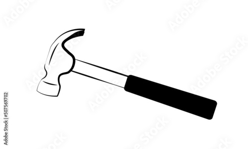Claw hammer vector isolated on white. Nails pulling hammer icon.