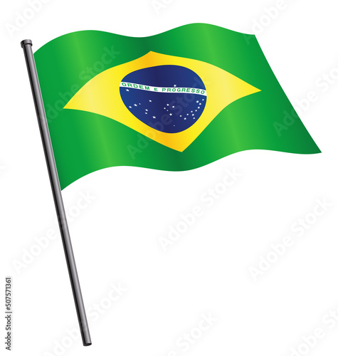 brazil brasil flag flying waving on flagpole